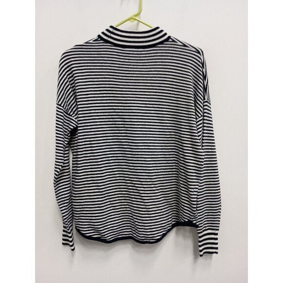 Madewell Womens Wool Blend Sweater Small Black White Mock Neck Pullover Preppy - Picture 7 of 8